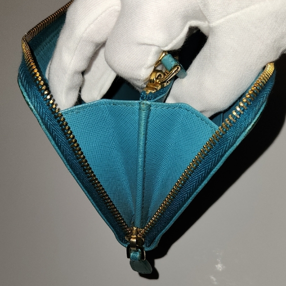Prada Teal Blue Leather Wallet - Picture 10 of 11